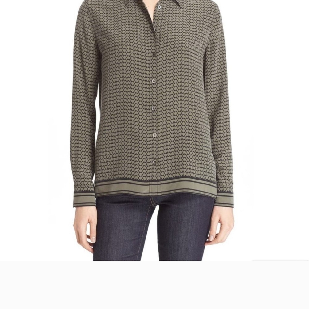 Equipment Olive Patterned Button-Down Shirt